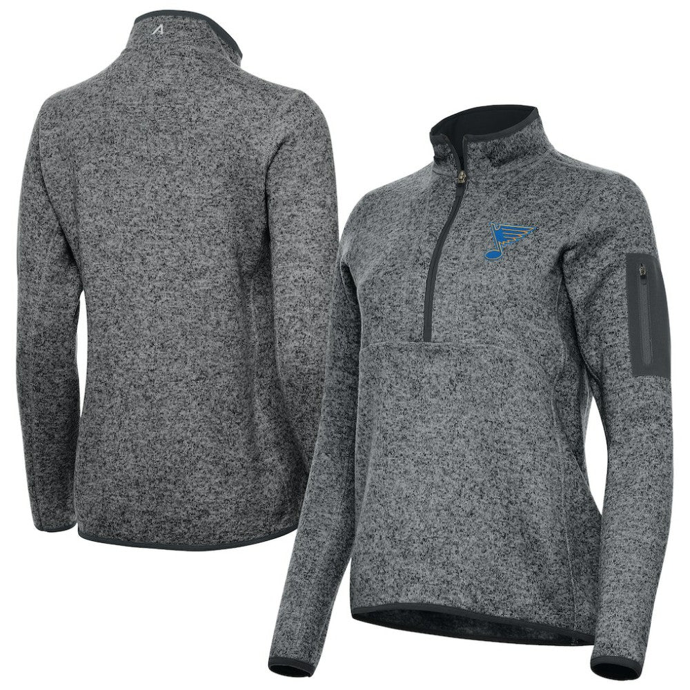 St. Louis Blues Antigua Women's Fortune Half-Zip Pullover - Heather Black | US 203361809