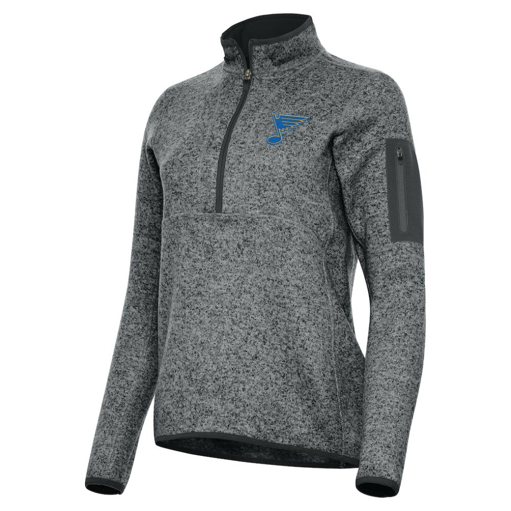 St. Louis Blues Antigua Women's Fortune Half-Zip Pullover - Heather Black | US 203361809