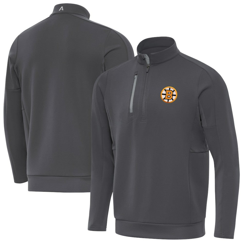 Boston Bruins Antigua Generation Quarter-Zip Pullover Top - Pewter | US 203361819