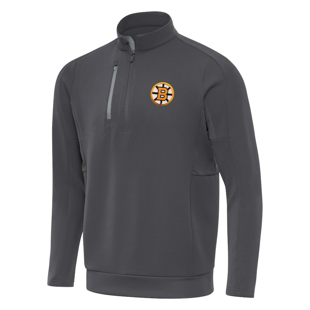 Boston Bruins Antigua Generation Quarter-Zip Pullover Top - Pewter | US 203361819