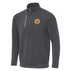 Boston Bruins Antigua Generation Quarter-Zip Pullover Top - Pewter | US 203361819