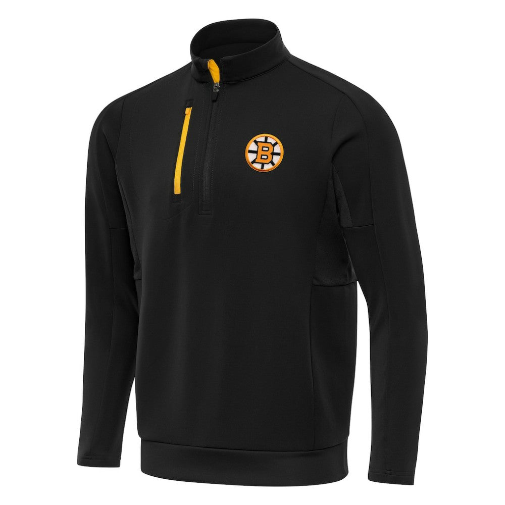 Boston Bruins Antigua Generation Quarter-Zip Pullover Top - Black | US 203361820