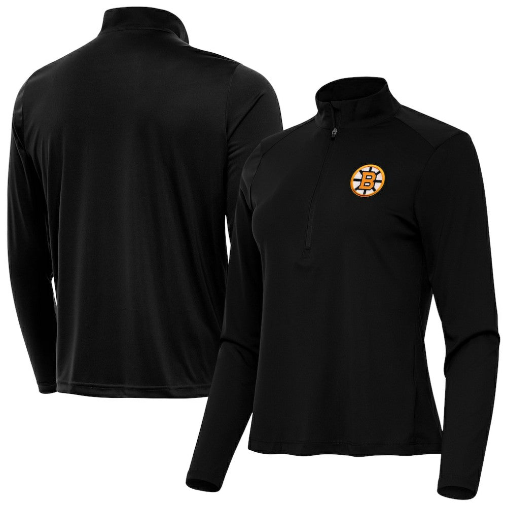 Boston Bruins Antigua Women's Tribute Half-Zip Pullover - Black | US 203361837