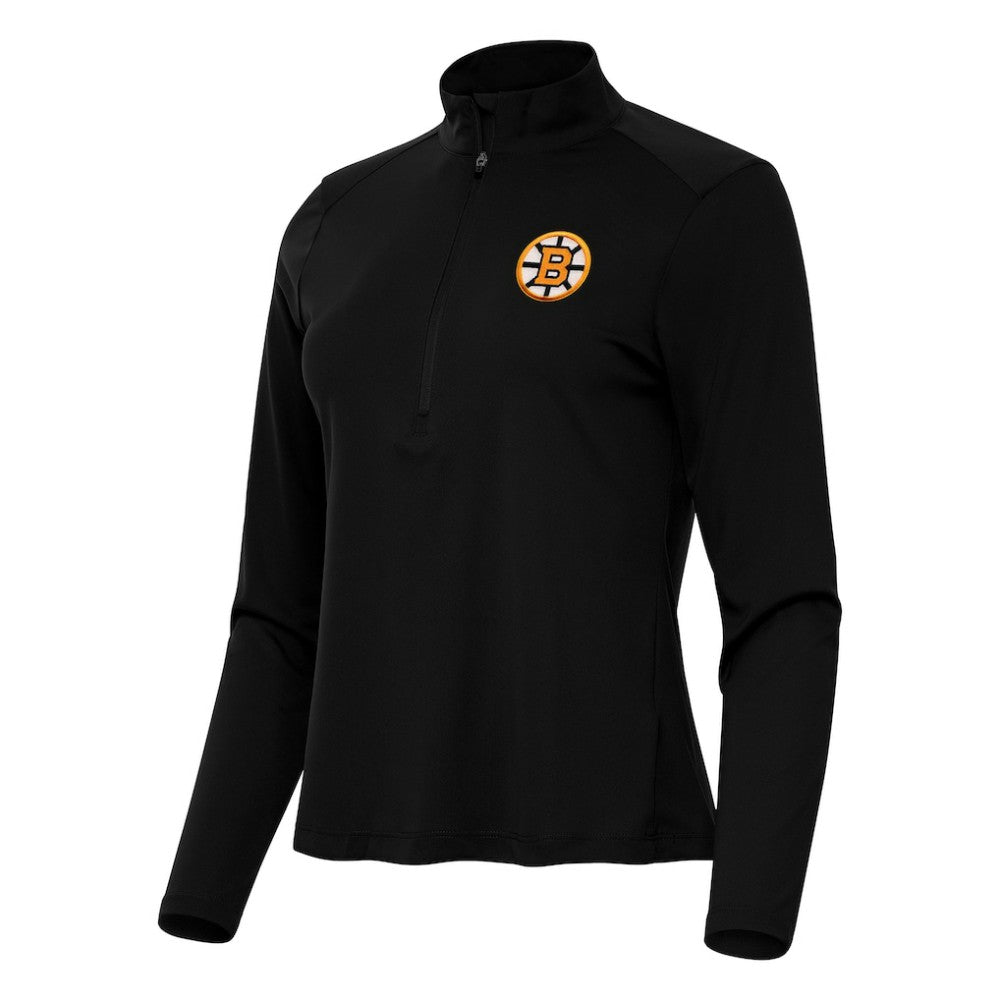Boston Bruins Antigua Women's Tribute Half-Zip Pullover - Black | US 203361837