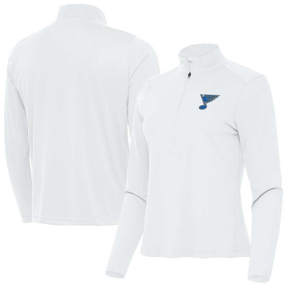 St. Louis Blues Antigua Women's Tribute Half-Zip Pullover - White | US 203361838