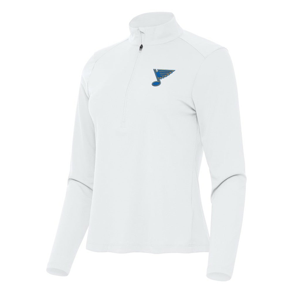 St. Louis Blues Antigua Women's Tribute Half-Zip Pullover - White | US 203361838