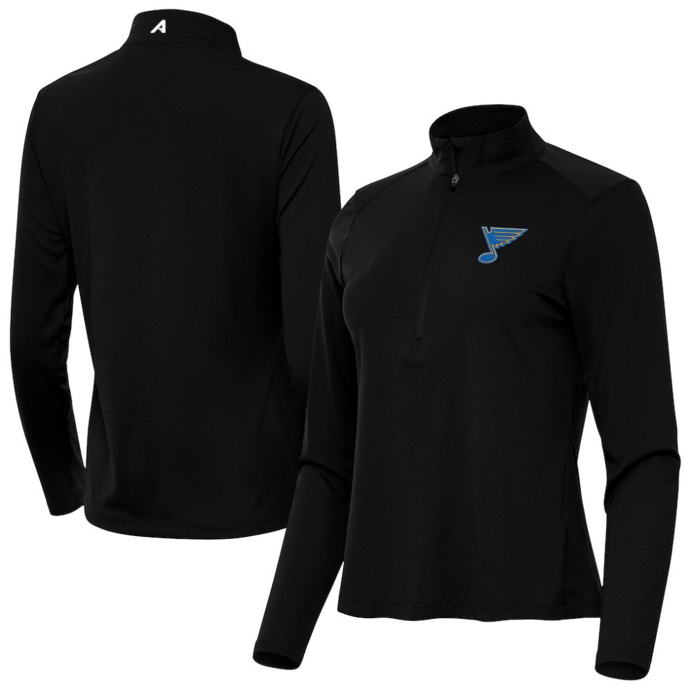 St. Louis Blues Antigua Women's Tribute Half-Zip Pullover - Black | US 203361840
