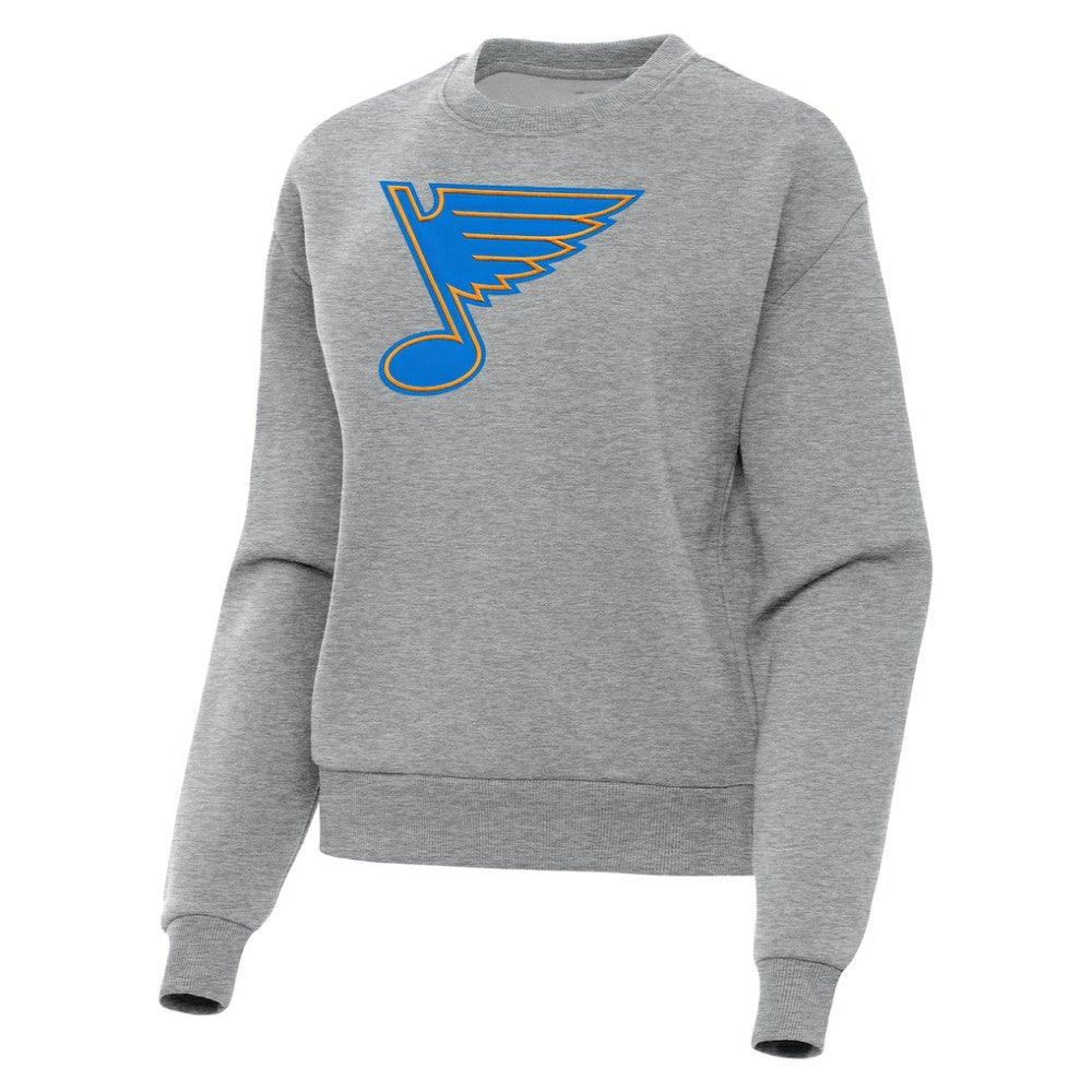 St. Louis Blues Antigua Women's Victory Pullover Sweatshirt - Heather Gray | US 203361846