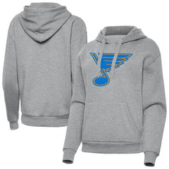 St. Louis Blues Antigua Women's Victory Pullover Hoodie - Heather Gray | US 203361854