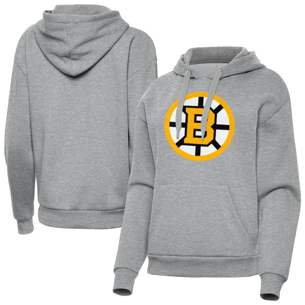 Boston Bruins Antigua Women's Victory Pullover Hoodie - Heather Gray | US 203361859