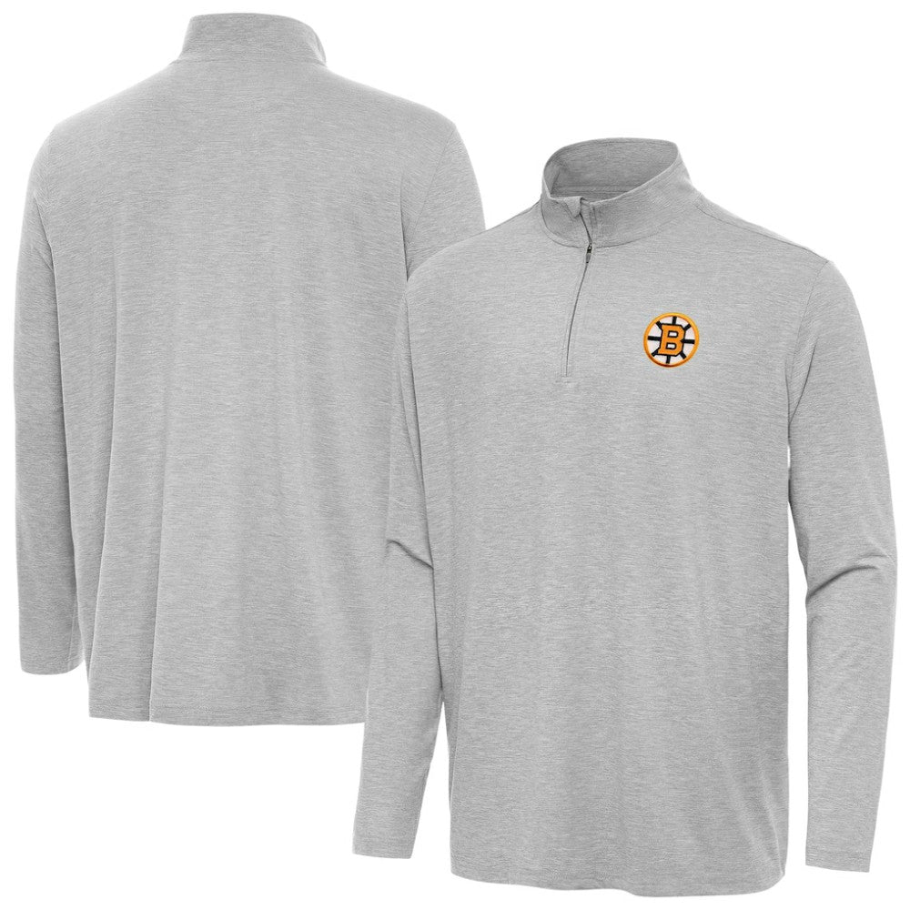 Boston Bruins Antigua Hunk Lightweight Quarter-Zip Pullover - Heather Gray | US 203361876