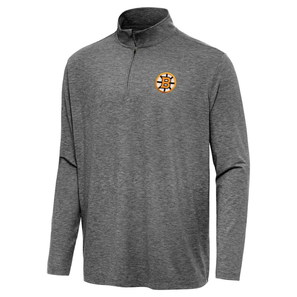 Boston Bruins Antigua Hunk Lightweight Quarter-Zip Pullover - Heather Black | US 203361877