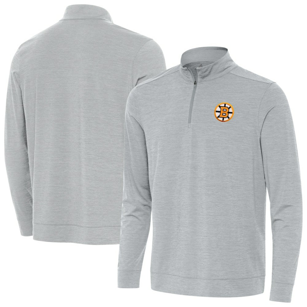 Boston Bruins Antigua Bright Quarter-Zip Pullover - Heather Gray | US 203361906