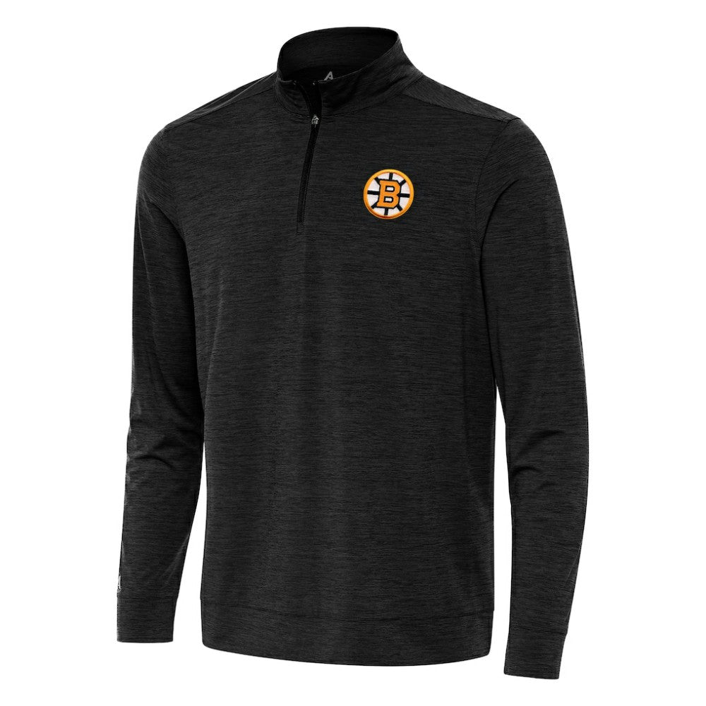 Boston Bruins Antigua Bright Quarter-Zip Pullover - Heather Black | US 203361907