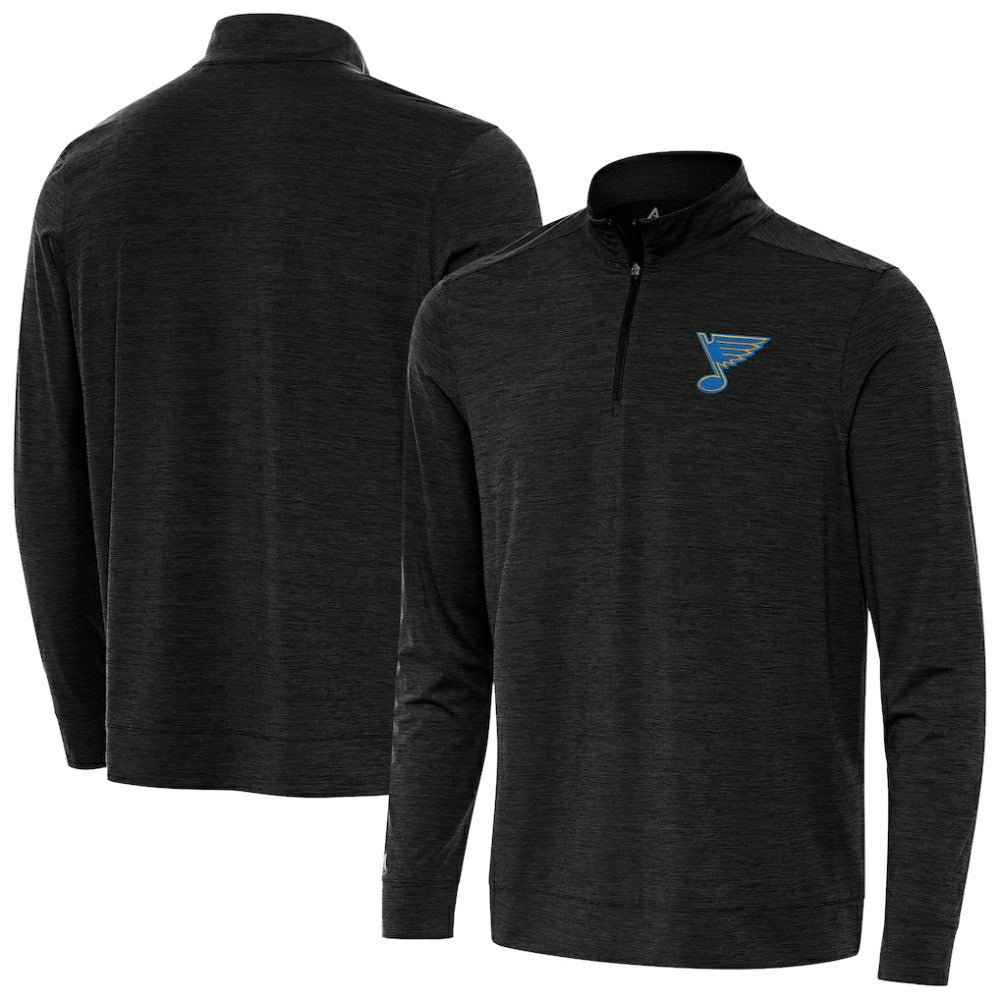 St. Louis Blues Antigua Bright Quarter-Zip Pullover - Heather Black | US 203361908