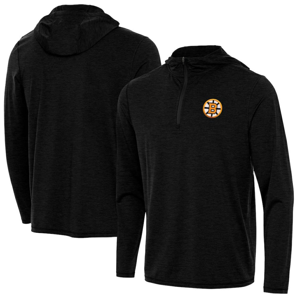 Boston Bruins Antigua Tidy Quarter-Zip Hoodie - Heather Black | US 203361911