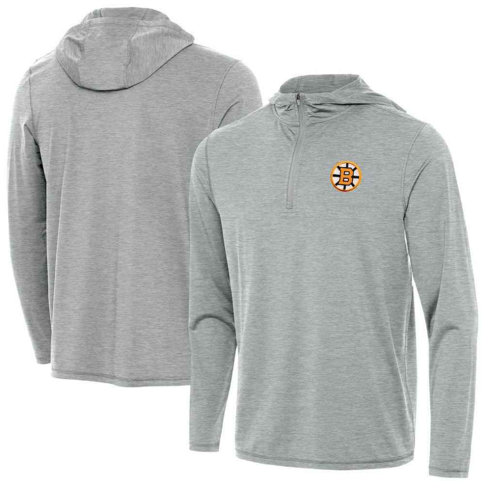Boston Bruins Antigua Tidy Quarter-Zip Hoodie - Heather Gray | US 203361913