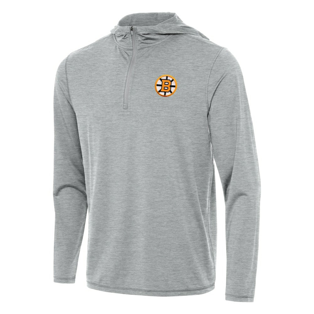 Boston Bruins Antigua Tidy Quarter-Zip Hoodie - Heather Gray | US 203361913