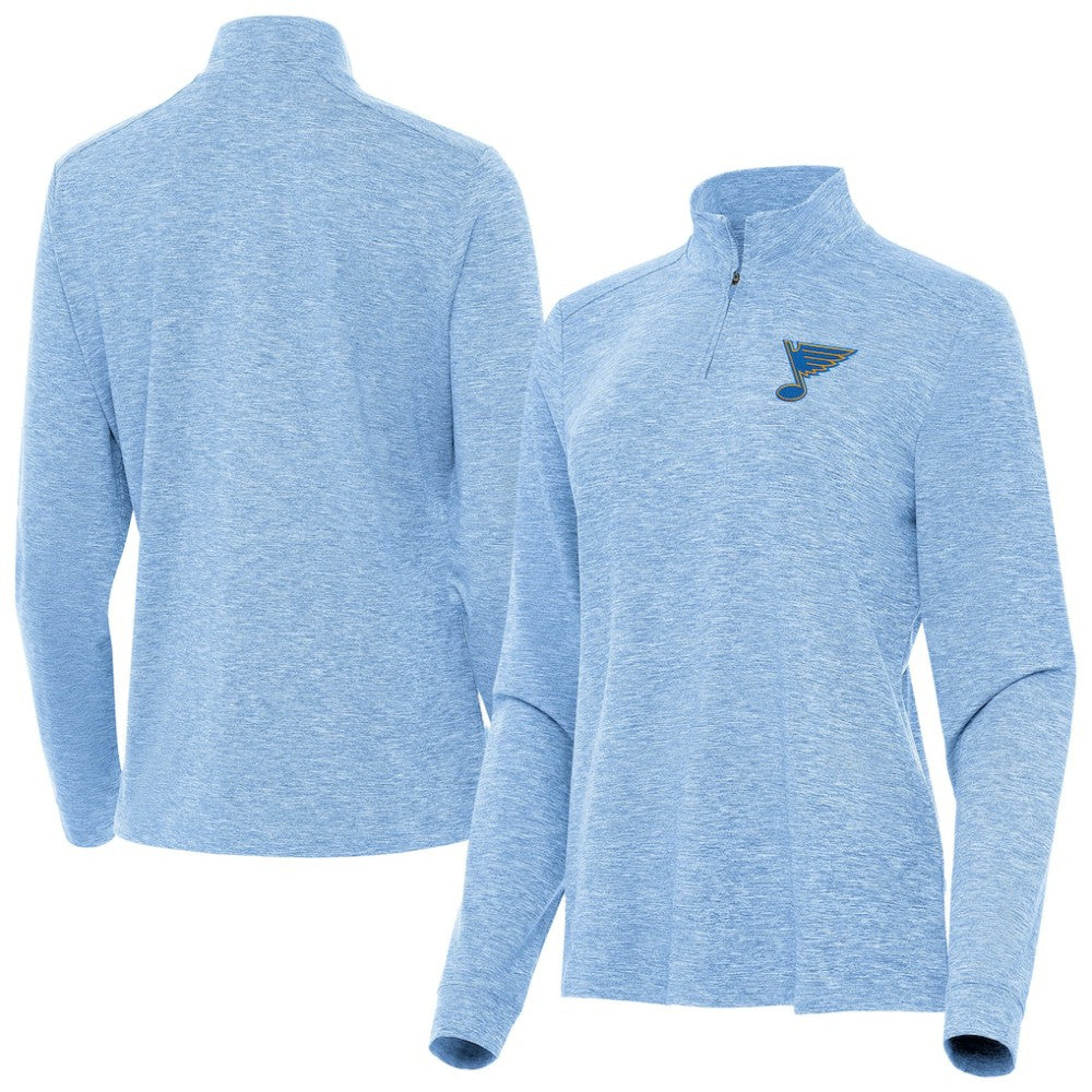 St. Louis Blues Antigua Mentor Long Sleeve Quarter-Zip Mock Polo - Heather Blue | US 203361919