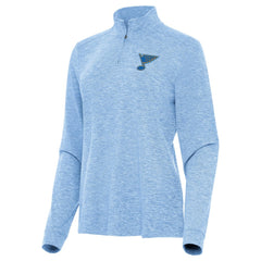 St. Louis Blues Antigua Mentor Long Sleeve Quarter-Zip Mock Polo - Heather Blue | US 203361919