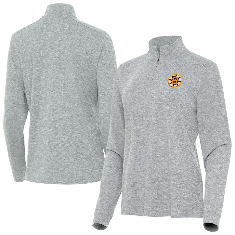 Boston Bruins Antigua Mentor Long Sleeve Quarter-Zip Mock Polo - Heather Gray | US 203361920