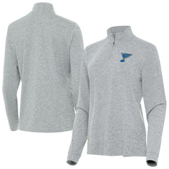 St. Louis Blues Antigua Mentor Long Sleeve Quarter-Zip Mock Polo - Heather Gray | US 203361922