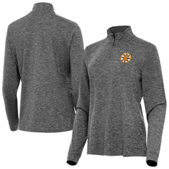 Boston Bruins Antigua Mentor Long Sleeve Quarter-Zip Mock Polo - Heather Black | US 203361923