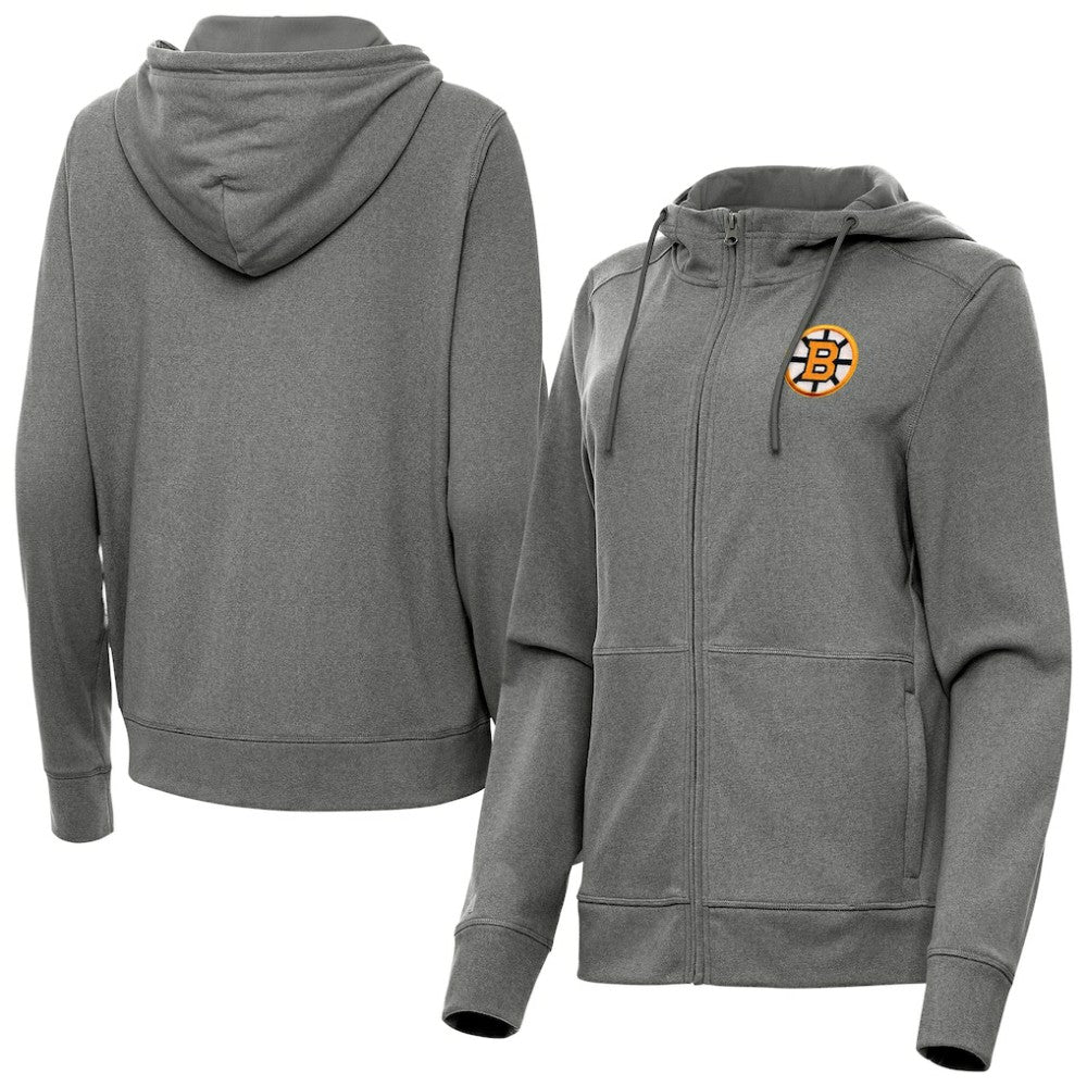 Boston Bruins Antigua Women's Seeker Full-Zip Hoodie - Heather Black | US 203361937