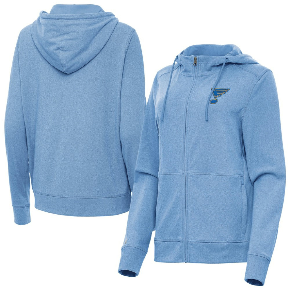 St. Louis Blues Antigua Women's Seeker Full-Zip Hoodie - Heather Blue | US 203361938