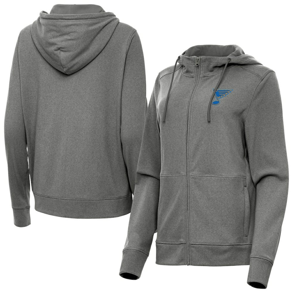 St. Louis Blues Antigua Women's Seeker Full-Zip Hoodie - Heather Black | US 203361939