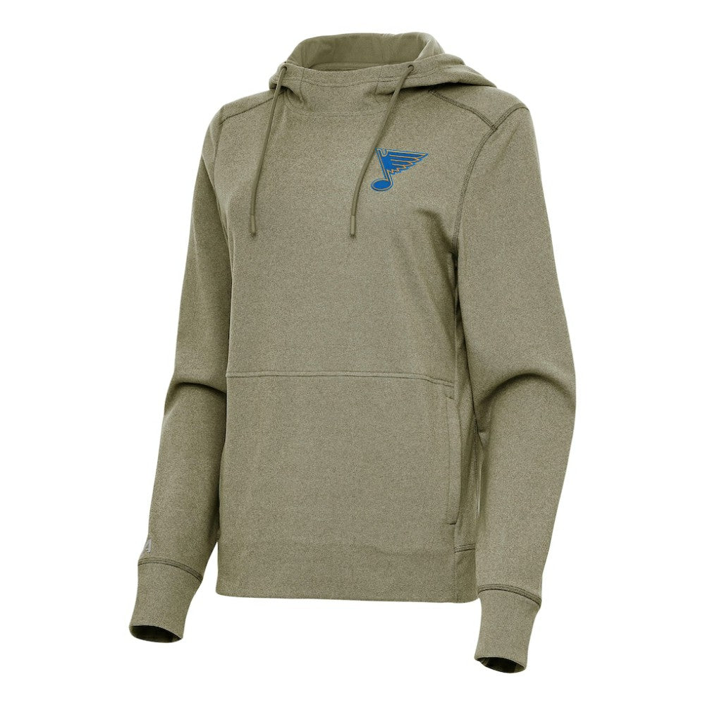 St. Louis Blues Antigua Women's Justice Pullover Hoodie - Olive | US 203361940