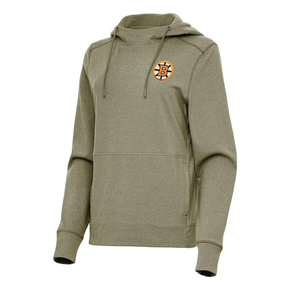 Boston Bruins Antigua Women's Justice Pullover Hoodie - Olive | US 203361941