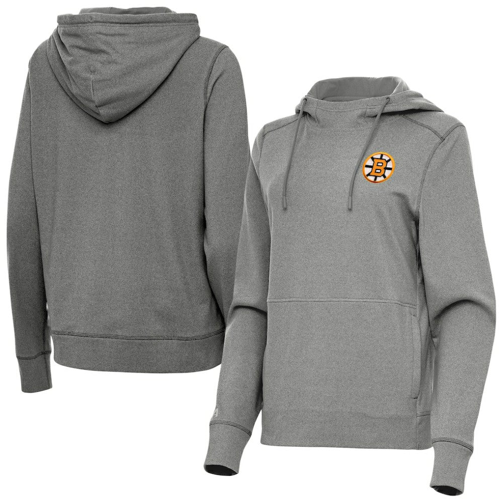 Boston Bruins Antigua Women's Justice Pullover Hoodie - Heather Black | US 203361942