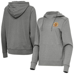 Boston Bruins Antigua Women's Justice Pullover Hoodie - Heather Black | US 203361942