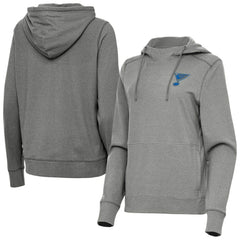St. Louis Blues Antigua Women's Justice Pullover Hoodie - Heather Black | US 203361943