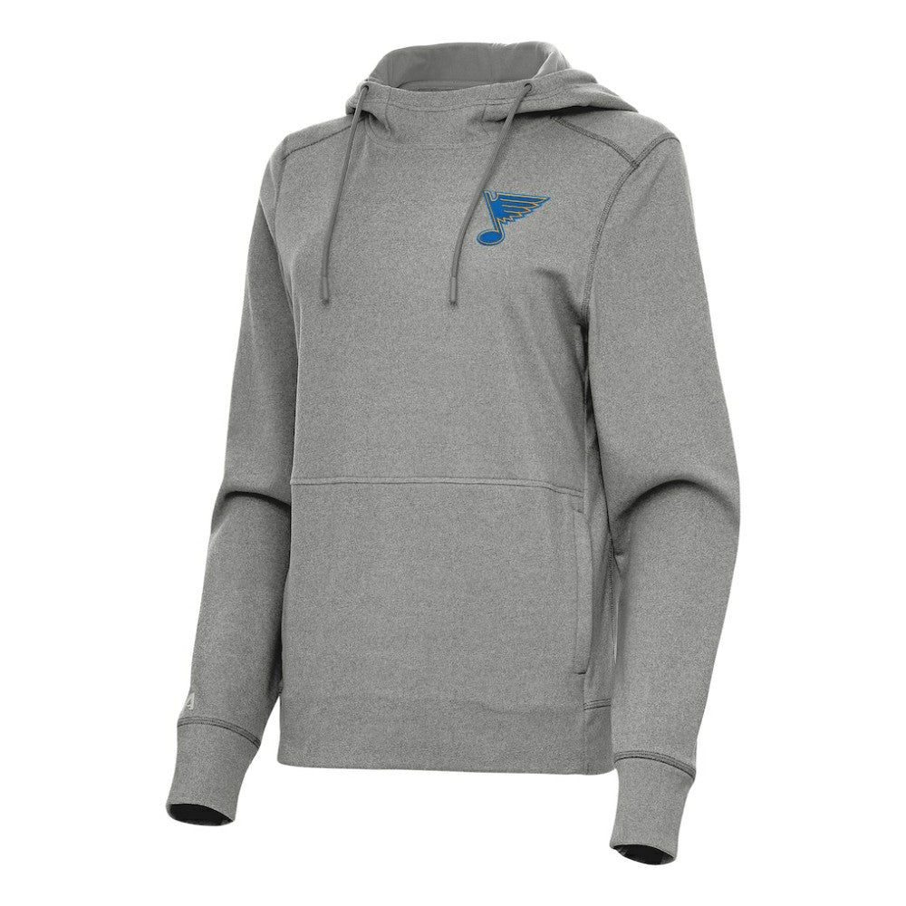 St. Louis Blues Antigua Women's Justice Pullover Hoodie - Heather Black | US 203361943