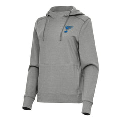 St. Louis Blues Antigua Women's Justice Pullover Hoodie - Heather Black | US 203361943