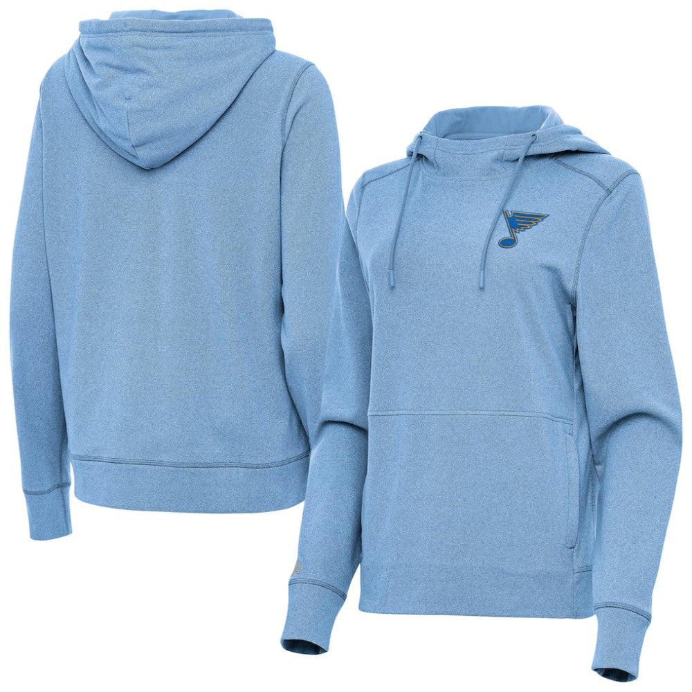 St. Louis Blues Antigua Women's Justice Pullover Hoodie - Heather Blue | US 203361944