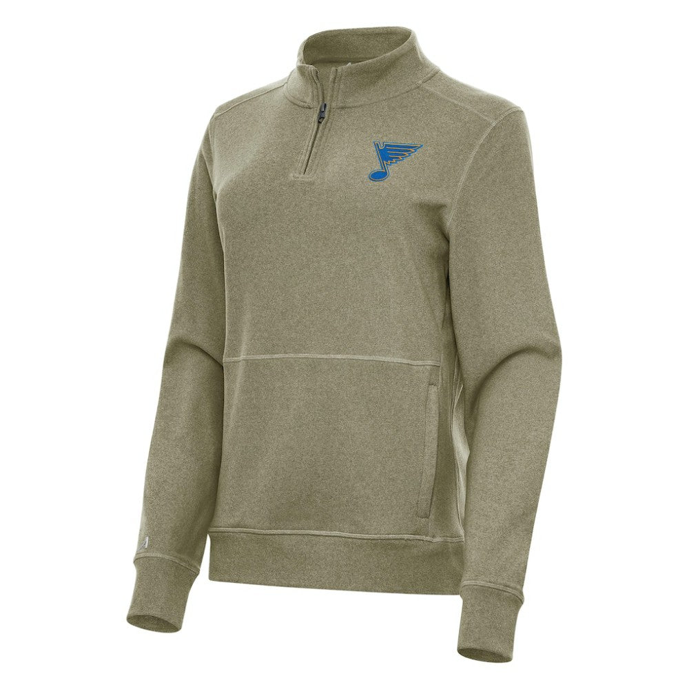 St. Louis Blues Antigua Women's Crush Quarter-Zip Pullover - Olive | US 203361945