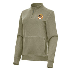 Boston Bruins Antigua Women's Crush Quarter-Zip Pullover - Olive | US 203361946