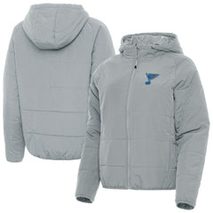 St. Louis Blues Antigua Women's Raglan Universe Full-Zip Hooded Jacket - Gray | US 203361952