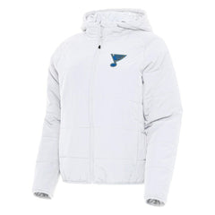 St. Louis Blues Antigua Women's Raglan Universe Full-Zip Hooded Jacket - White | US 203361957