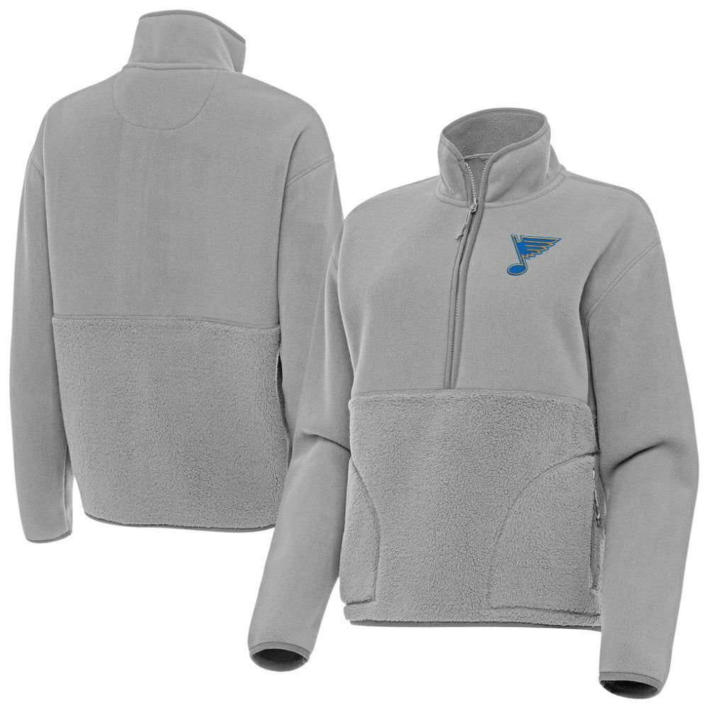 St. Louis Blues Antigua Women's Figure Half-Zip Pullover - Gray | US 203361962