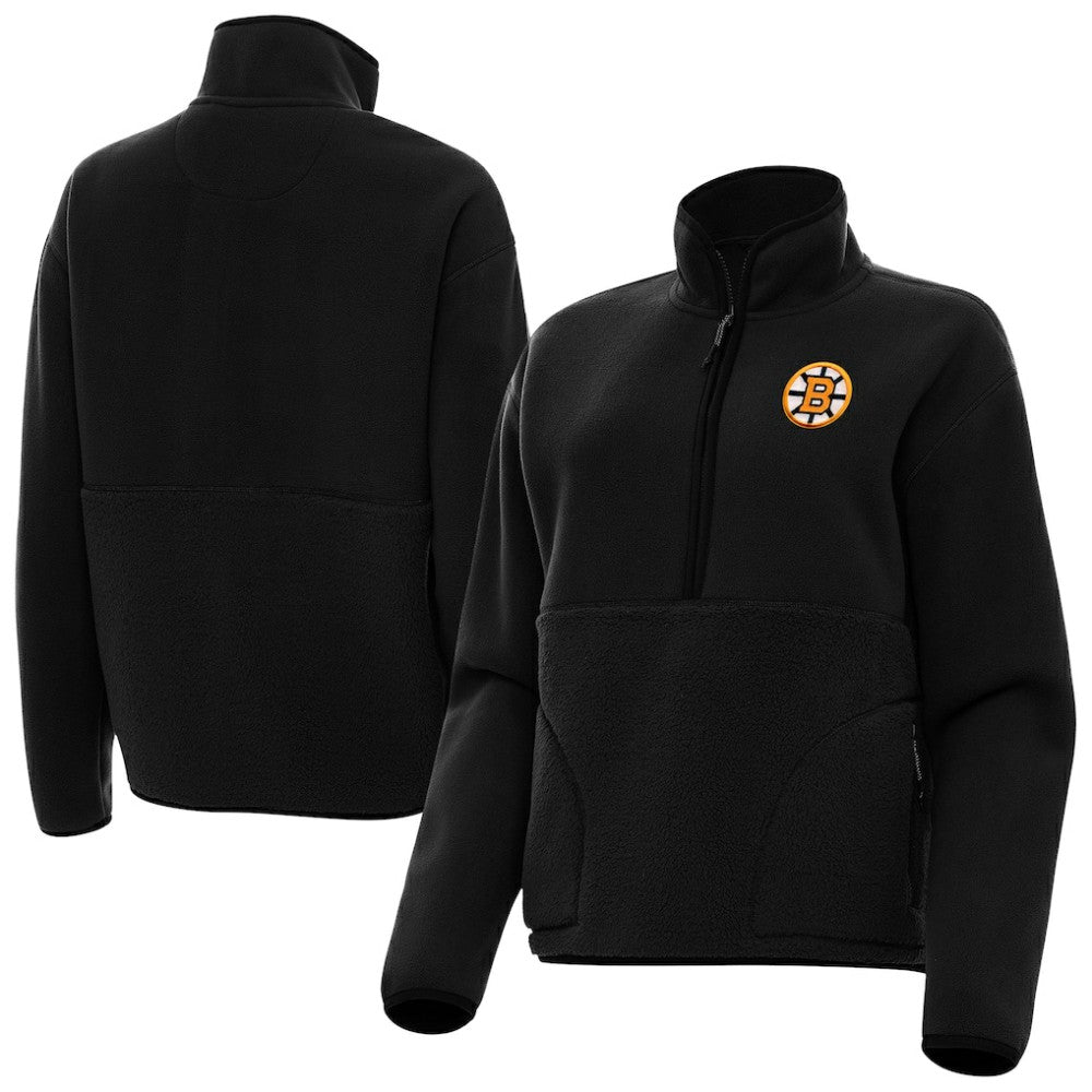 Boston Bruins Antigua Women's Figure Half-Zip Pullover - Black | US 203361963
