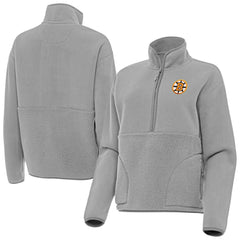 Boston Bruins Antigua Women's Figure Half-Zip Pullover - Gray | US 203361964