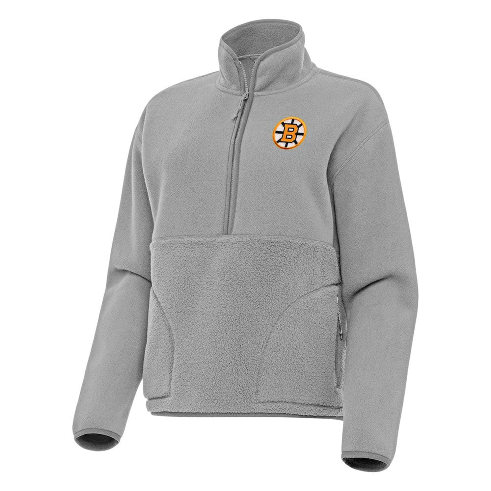 Boston Bruins Antigua Women's Figure Half-Zip Pullover - Gray | US 203361964
