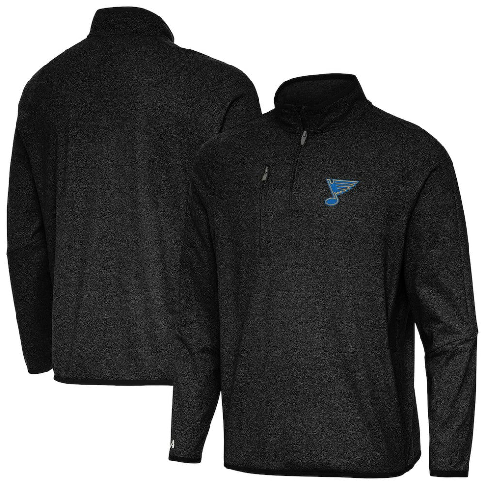 St. Louis Blues Antigua Certain Tri-Blend Quarter-Zip Top - Heather Black | US 203361970