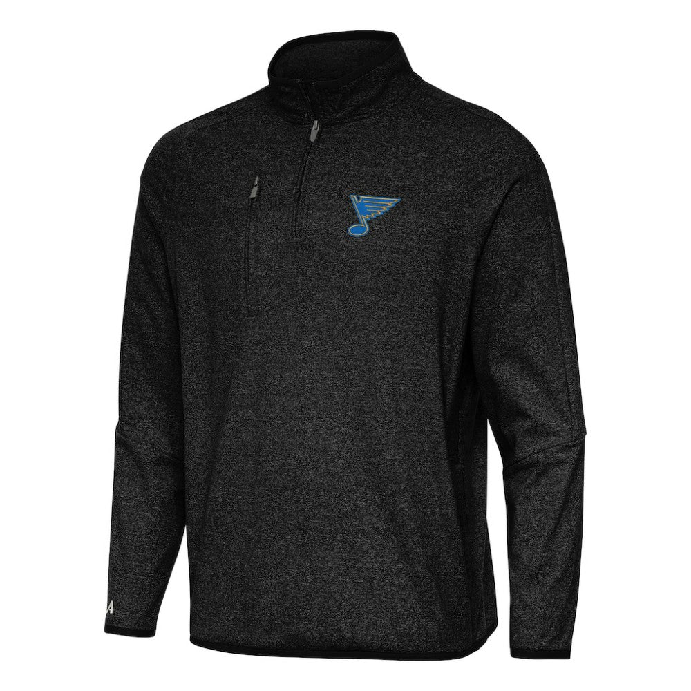 St. Louis Blues Antigua Certain Tri-Blend Quarter-Zip Top - Heather Black | US 203361970