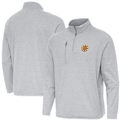 Boston Bruins Antigua Certain Tri-Blend Quarter-Zip Top - Heather Gray | US 203361971