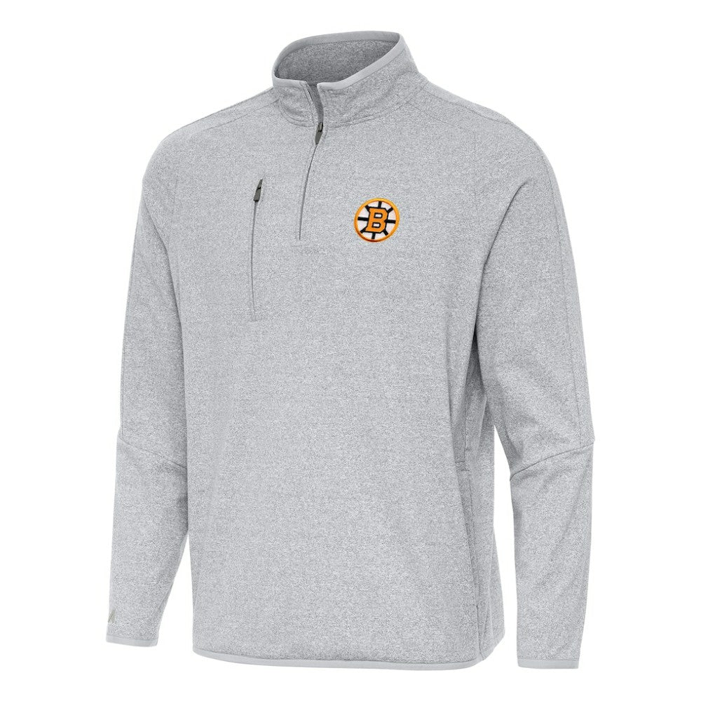 Boston Bruins Antigua Certain Tri-Blend Quarter-Zip Top - Heather Gray | US 203361971